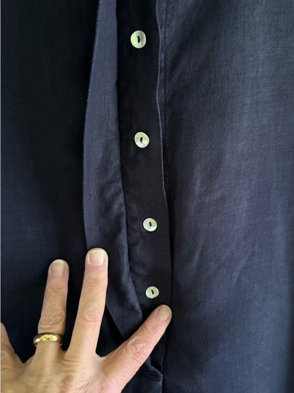BACKSTAGE 100% Linen Shirt Dress with Pockets | Navy Blue | Size Medium - Picture 5 of 5